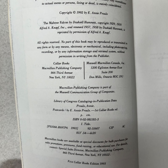 ANNIE PROULX, POSTCARDS, NOVEL, 1992. Paperback. - Picture 3 of 3